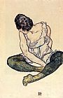 Egon Schiele Seated Woman with Green Stockings painting